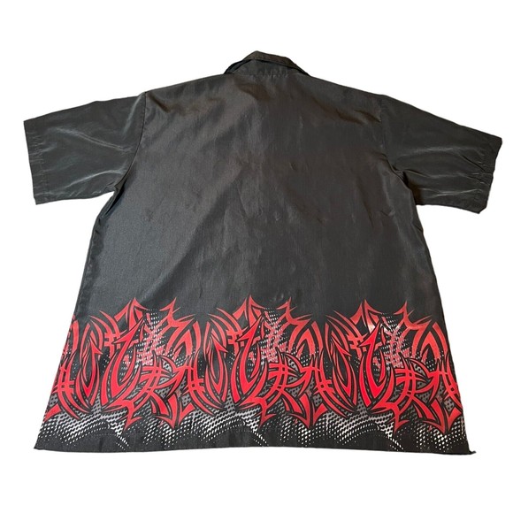 LA Gate Casual Geometric Design Black And Red Button Up Shirt Mens Size Large - Picture 5 of 7